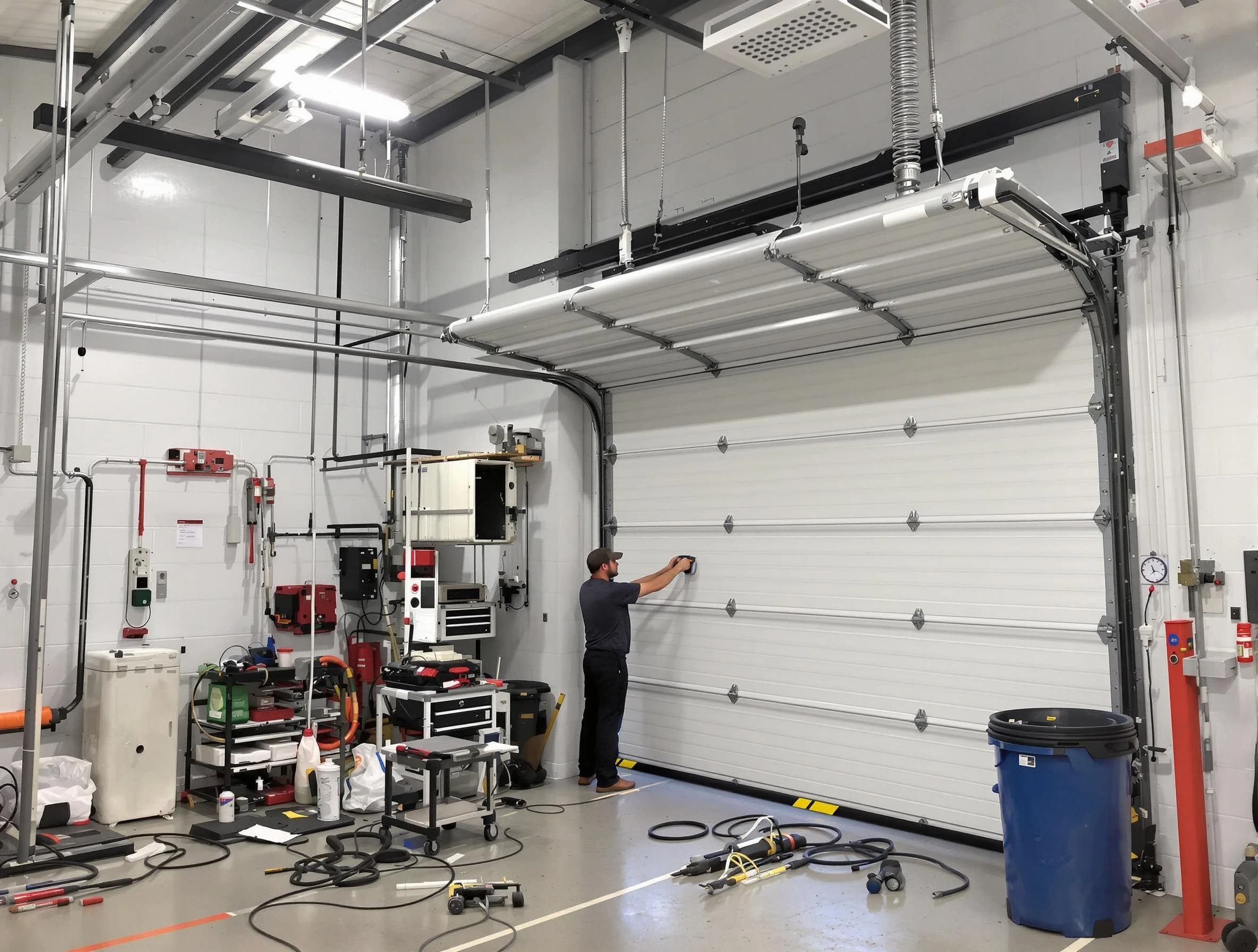 Nashville Garage Door Repair certified technician performing commercial door repair at a Nashville business facility