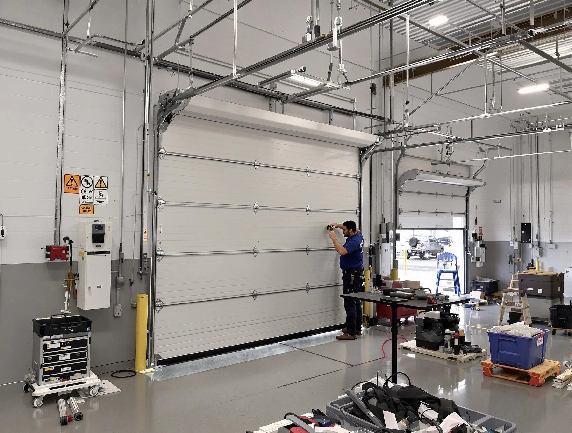 Commercial garage door repair being performed by Nashville Garage Door Repair expert in Nashville