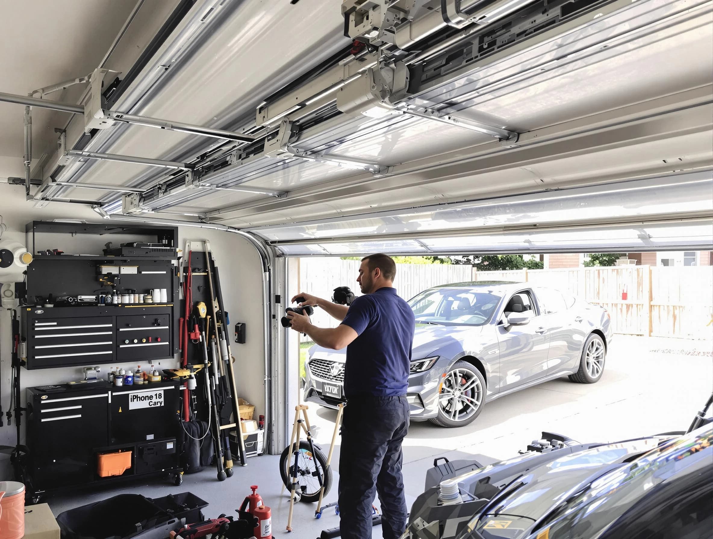 Nashville Garage Door Repair technician fixing noisy garage door in Nashville