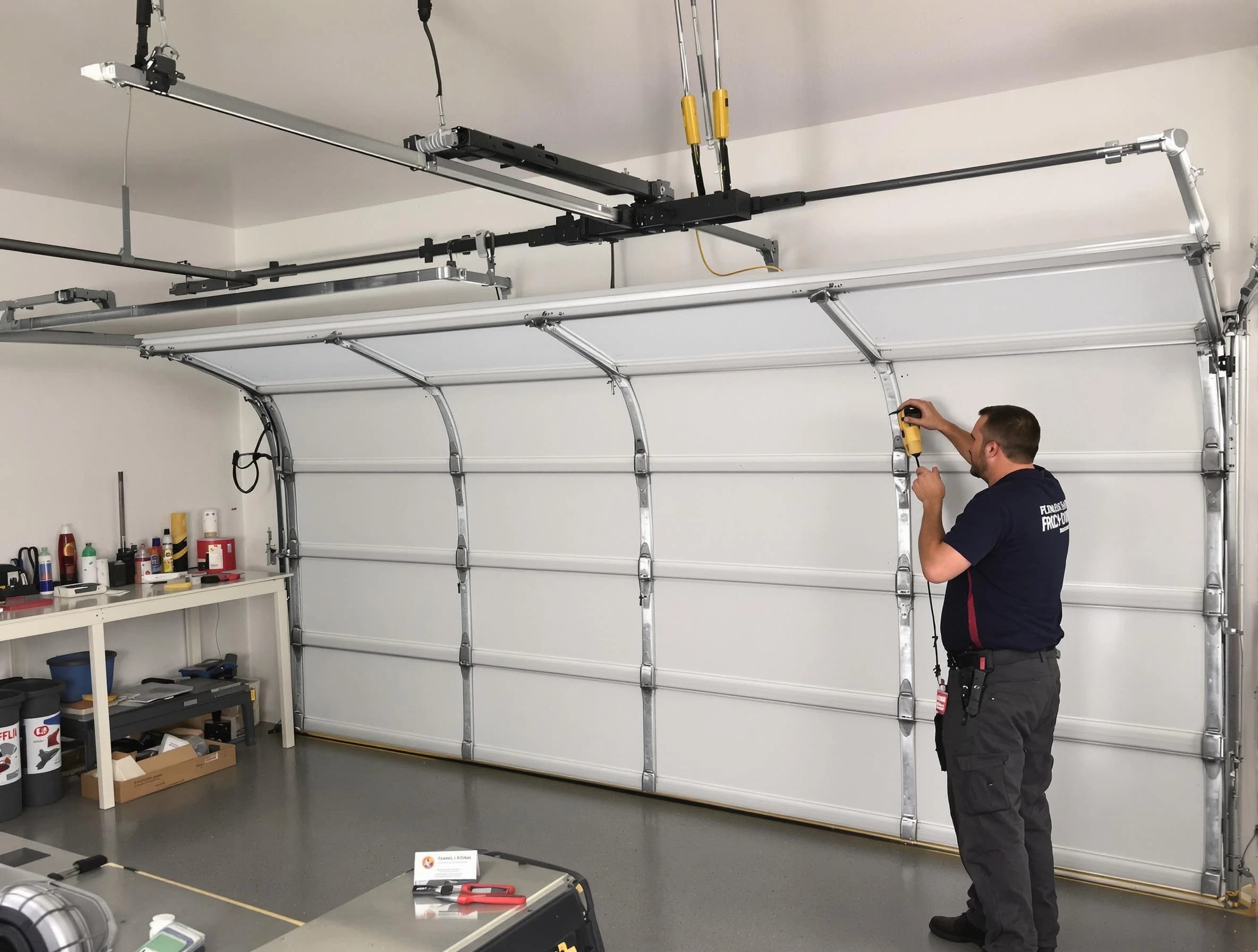 Nashville Garage Door Repair certified technician performing overhead door system repair in Nashville