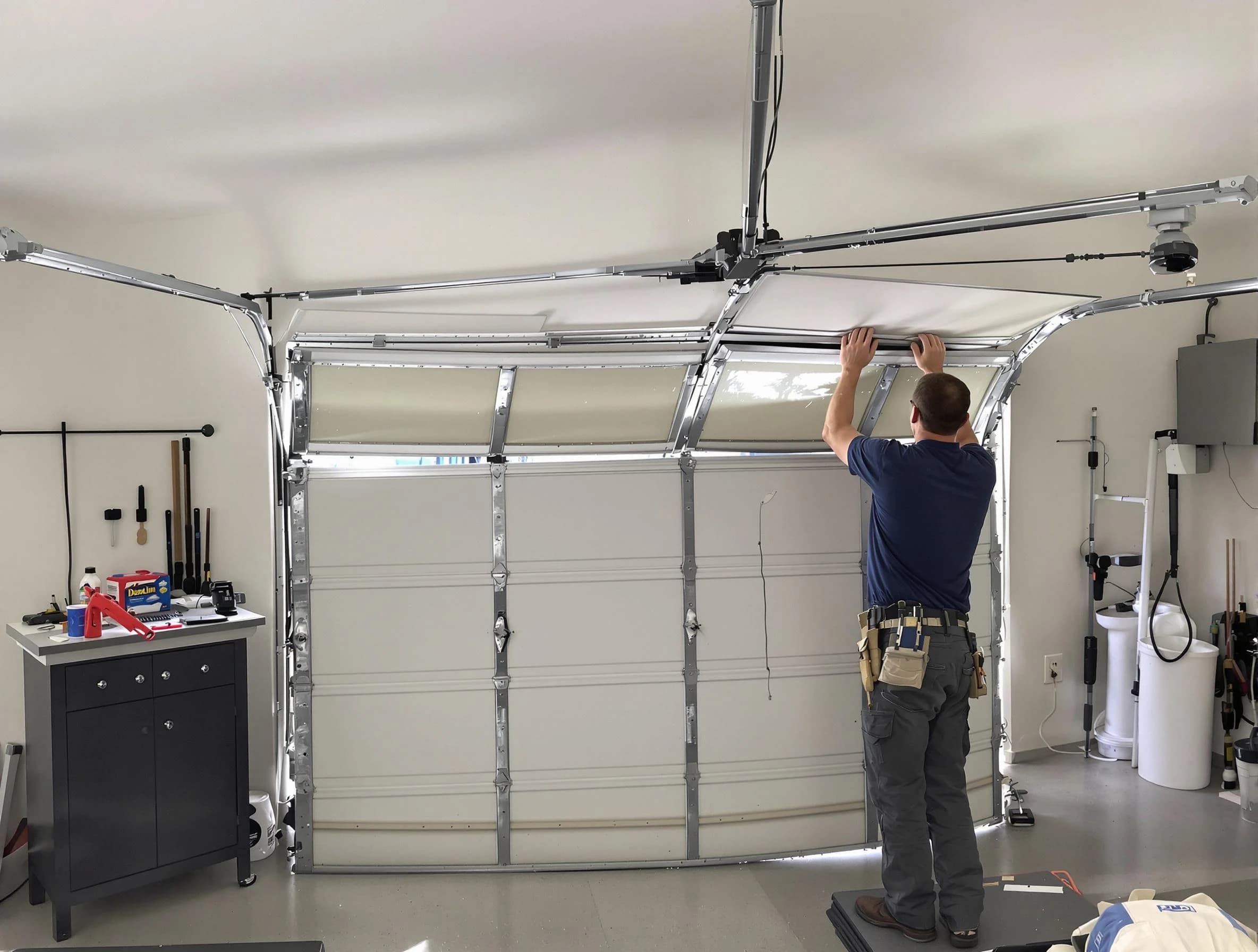 Nashville Garage Door Repair specialist performing precise section replacement on Nashville garage door