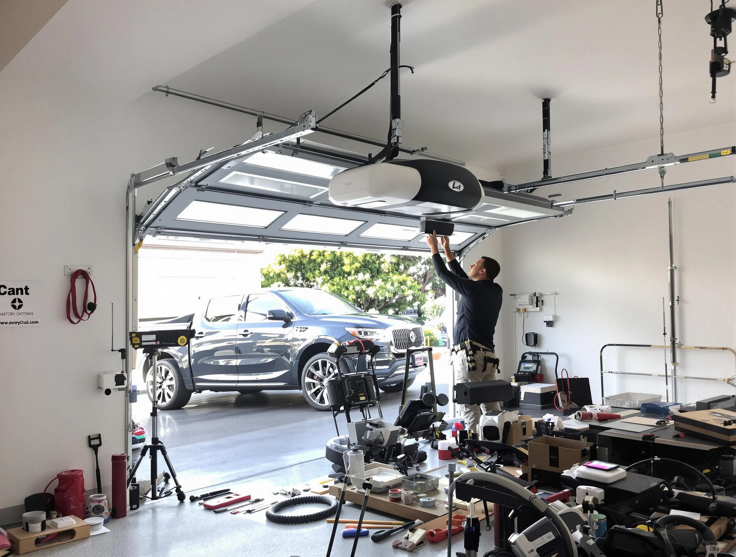 Nashville Garage Door Repair specialist installing smart garage door opener system in Nashville home