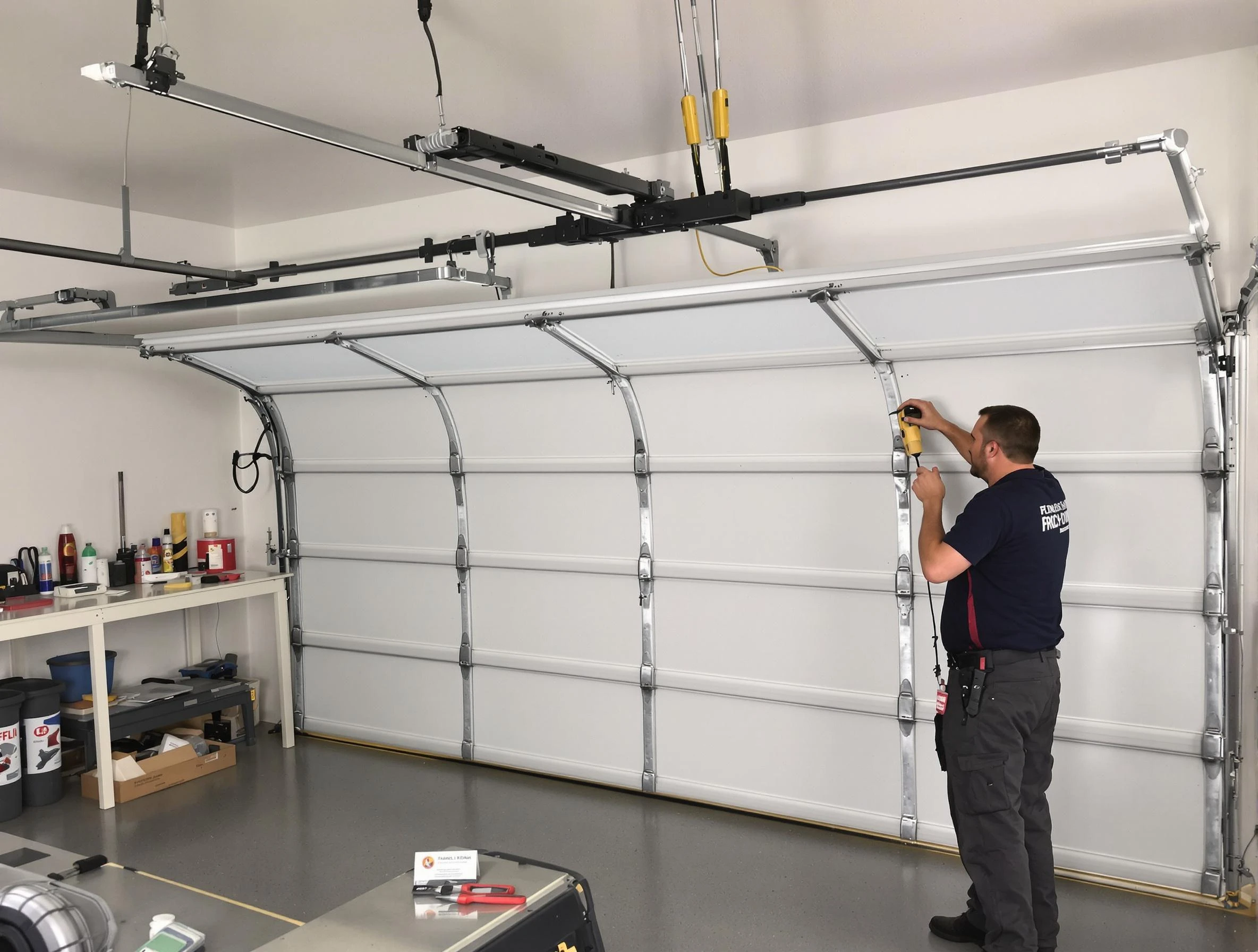Nashville Garage Door Repair certified technician performing overhead door system repair in Nashville